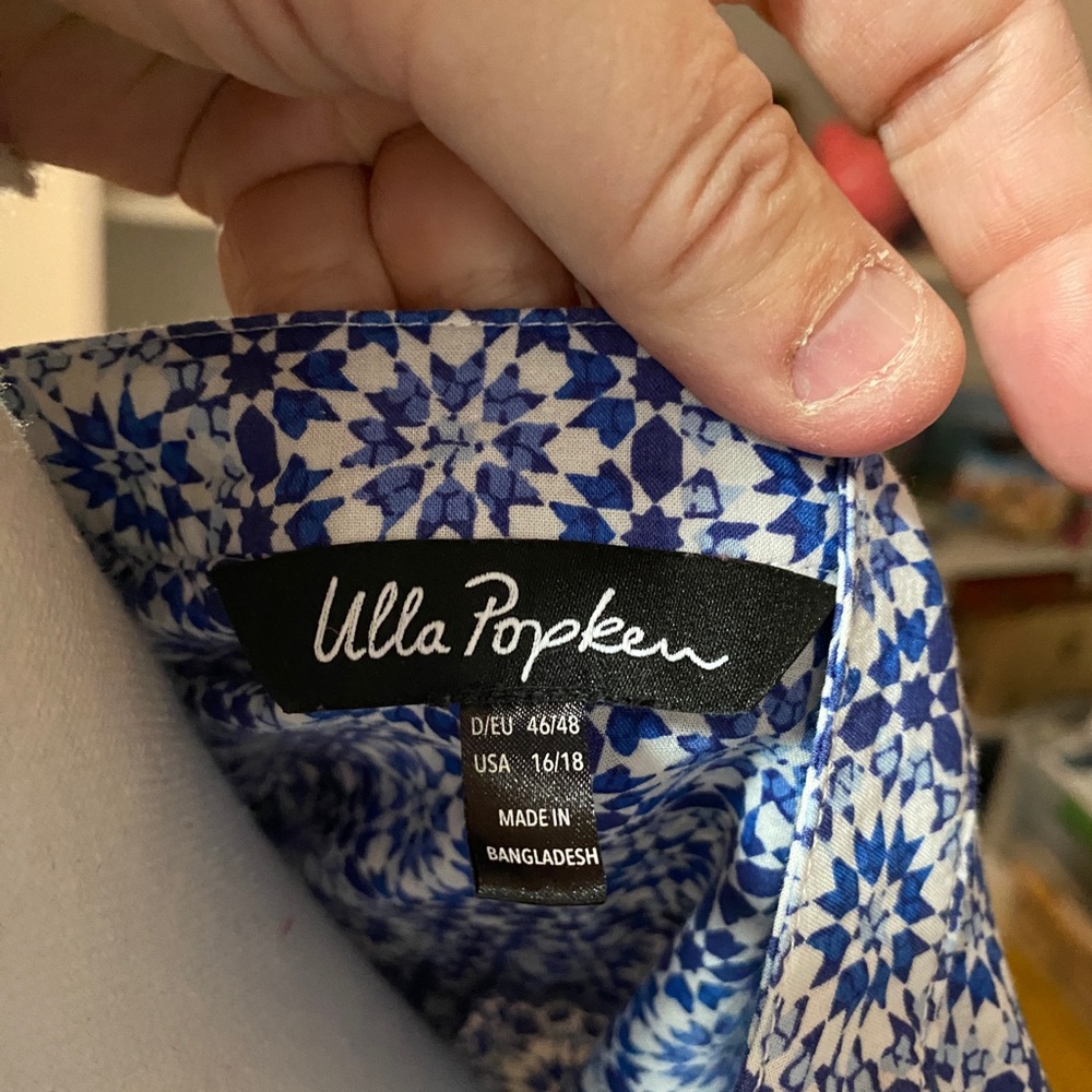 Ulla Popken blue and white patterned blouse. Size 16/18 cotton. Great condition - Picture 8 of 9